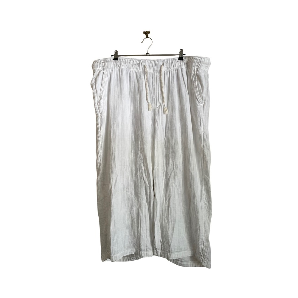 Old Navy 3X White Cotton Gauzy Wide Leg Pull On Pants Coastal Stretch Beachy - Picture 2 of 10